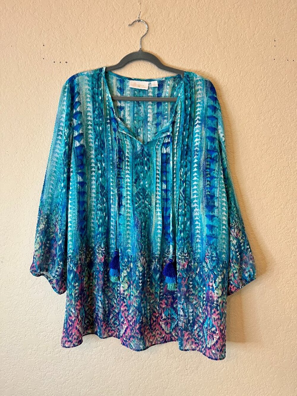 Women's Beautiful Blue Flowy Blouse